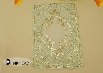 China Bling Gold Embroidery Sequin Trimmings , Sequin Appliques For Costumes for sale