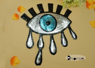 China Bling Big Eye Silver Sequins Beaded Sequined Appliques For Dresses for sale