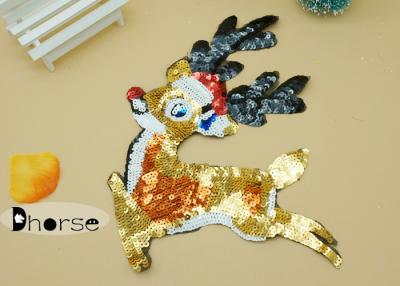 China Sew On Shining Decorative Christmas Deer Beaded Custom Sequin Appliques For Clothing for sale