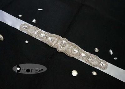 China Embellished Rhinestone Bridal Belts And Sashes , Rhinestone Belts For Bridal Gowns for sale