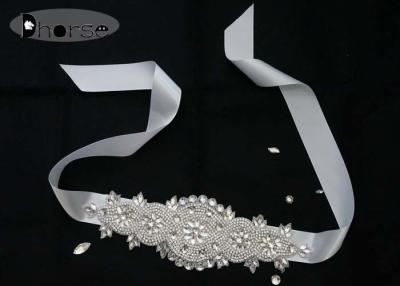 China Silver Beaded Bridal Rhinestone Sash For Decoration , 5.2 cm Width for sale