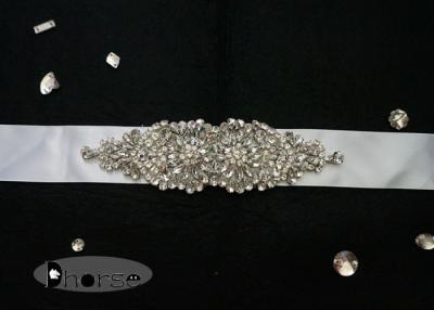 China Custom Silver Beaded Crystal Rhinestone Bridal Sash For Wedding Dress for sale