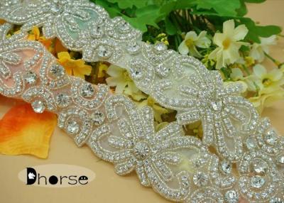 China Handmade Bling Bling Decorative Rhinestone Applique Trim For Wedding Dresses for sale