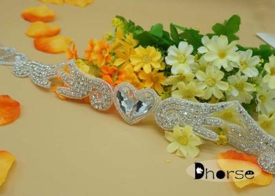 China Wing Shape Iron On Rhinestone Applique Trim For Wedding Gowns for sale