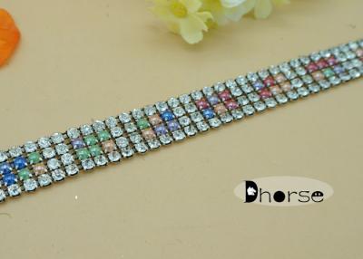 China Colorful Diamante Rhinestone Crystal Embellished Trim For Garment for sale