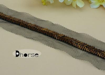 China Handmade 1CM Brown Gold Beaded Trim By The Yard For Garment Decoration for sale