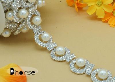 China Custom Clear Rhinestone Chain Trim With Pearl For Clothes Decoration for sale