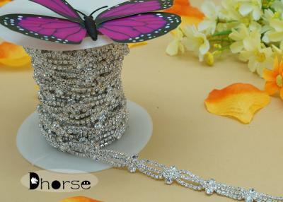 China Sliver Rhinestone Chain Trim , Rhinestone Banding For Dresses for sale