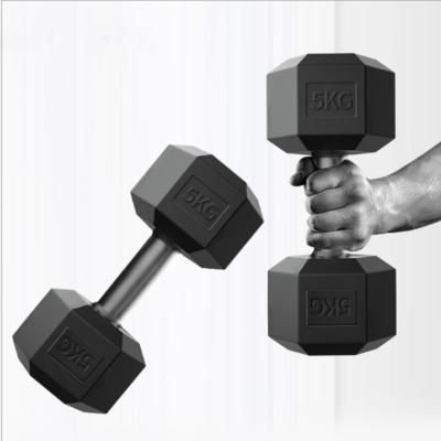 China Professional Home Fitness Equipment Hex Muscle Training Unified Weight Rubber Covered Dumbbells for sale