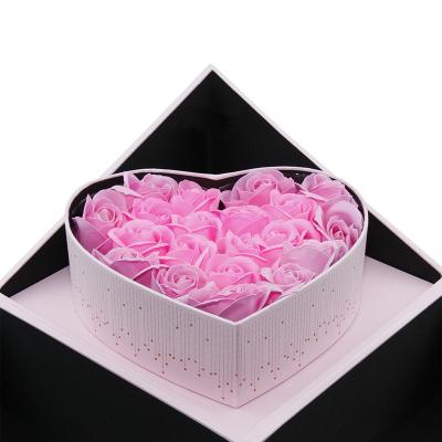 China New Design Rose Disposable Square Rose Gift Box With Heart Shaped Inner Box for sale