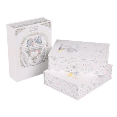 China OEM Handmade Design White Flip Top Book Shape Gift Box With Printed Logo for sale