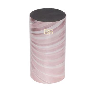 China Disposable Luxury Pink Cylinder Perfume Box With Gold Foil Logo for sale