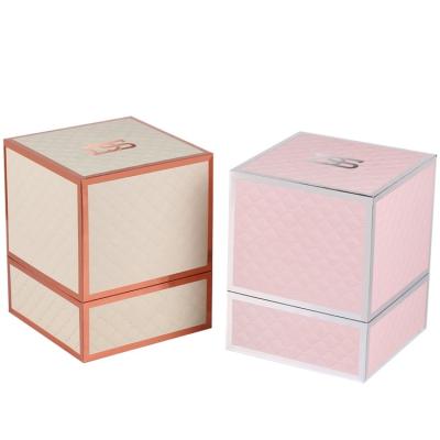 China Handmade Upscale Square Artificial Leather Perfume Paper Box With Stamped Foil for sale