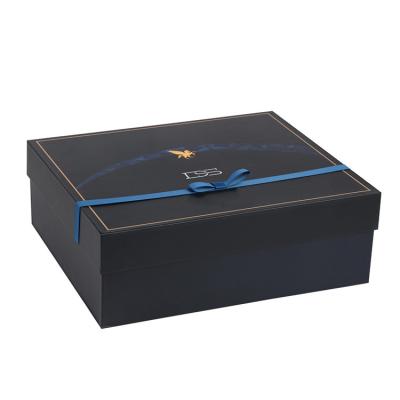 China Handmade personalized printing black gift box with custom logo for sale