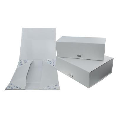 China Handmade High Quality Custom Rectangle White Magnetic Folable Gift Box for sale