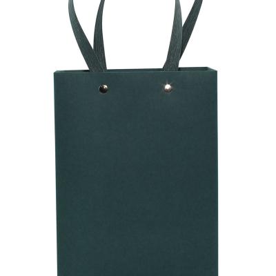 China Recyclable Customized Fashion Print LOGO Size Gift Shopping Kraft Green Paper Bag For Packaging Clothes for sale