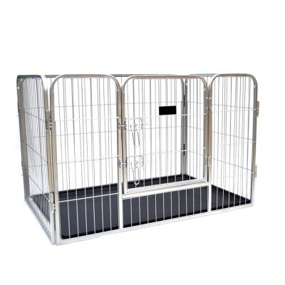 China 4 Panels One-Door Dog Pen Puppy Play Fence Small Viable Animal Exercise Cages With Plastic Tray for sale