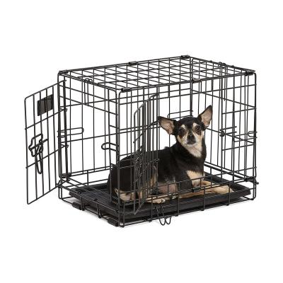 China Durable Double Door Folding Metal Puppy Crate Indoor Outdoor Kennel For Medium Large Dogs for sale