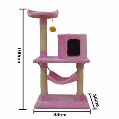 China China Sustainable Plush Cat Play Tree House/Wooden Wooden Cat Scratch Furniture Bed for sale