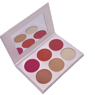 China OEM Waterproof Shimmer Cheek High Glow Skin Glow Private Label Blusher 6 Color Private Label Blusher Palette for sale