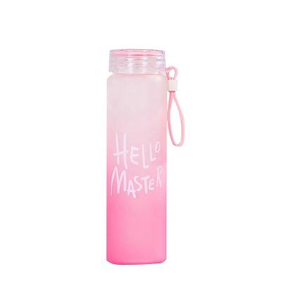 China Viable High Quality Frosted Gradient Color Drinkware Matte Glass Water Bottles For Kids for sale