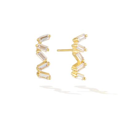 China Cute Xiqi Sterling 14K Yellow Gold Vermeil Wand Earrings Silver Studs, Delicacy Stacking Minimal Elegant Earrings for sale