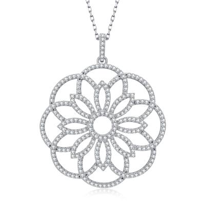 China FASHIONABLE Xiqi Exquisite Flower Around Shiny Design CZ Sterling Silver Necklace For Women Gift for sale