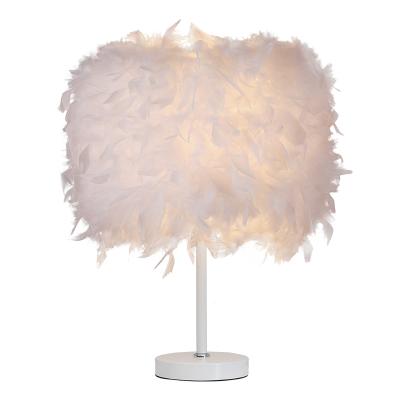 China Creative Nordic Modern Bedroom Decoration Feather Table Lamp Night Light for sale