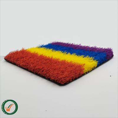 China Colorful balcony football/golf/garden/wedding home/hotel rainbow and grass cheap artificial turf used on kindergarten decoration for sale