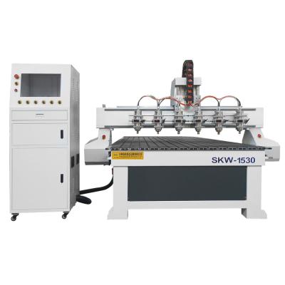 China Wood Acrylic PVC Engraving Cutting Cnc Wood Router With Six Working Multifunction 1530 Heads Models Wood Engraving Cutting Machines for sale