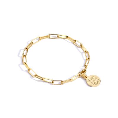 China CLASSIC Gold Plated Expanding Link Disc Clip Pendant Bracelet For Women for sale