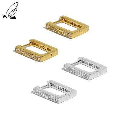 China FASHIONABLE Rectangular Design Circle Earrings Square Shape Zircon Pave Earrings for sale