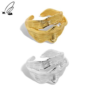 China Irregular Design S925 Sterling Silver Opening Adjustable Wide Ring For Women of FASHIONABLE minimalism for sale