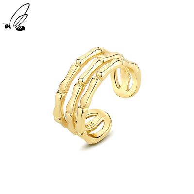 China FASHIONABLE 925 Sterling Silver Jewelry Multilaye Bamboo Ring Women Open Rings adjustable for sale