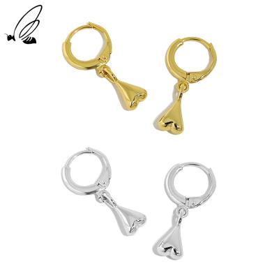 China TRENDY Korean Love Heart 925 Silver Drop Earrings Gift For Women Minimalist Unique Dangle Earrings 2021 for sale