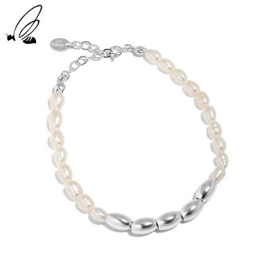 China Beaded Bracelet S925 Sterling Silver Trendy Natural Freshwater Pearl Women's Bracelet Jewelry for sale