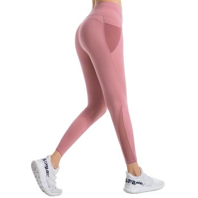 China Bonas Factory Breathable Women Supply High Waist Mesh Colorful Fitness Running Yoga Pants Gaiters With Phone Pockets for sale