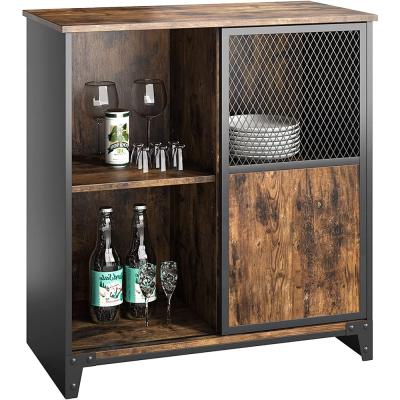 China Modern Sideboard Console (Other) Mini Home Bar Cabinet Sliding Barn Door Bar Credenza Adjustable Wine Sideboard for sale