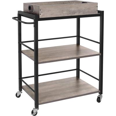 China Storage Kitchen Serving Cart With Removable Tray , 3-Tier Kitchen Serving Cart On Wheels With Storage for sale