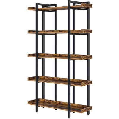 China Easy Assemble 5-Tier Open Bookcase Etagere Freestanding Shelves for Storage and Display, Wood Gray Book Shelv for sale