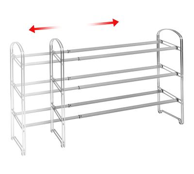 China Seville Classics 3-Tier Expandable Expandable Non-Slip Metal Shoe Rack 24-Pair Freestanding Cabinet for sale