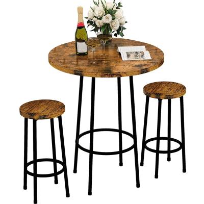 China Round Bar Extendable Dining Table With Stools 2 People Height Counter Dining Set For Small House Apartment for sale