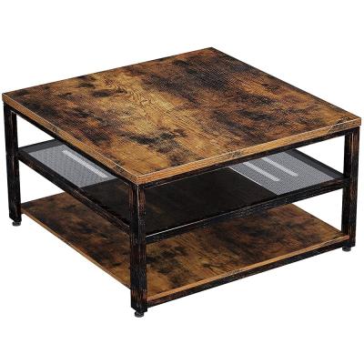 China (Other) adjustable industrial furniture coffee table with storage shelf shape living room square decorative industrial table hot sale for sale