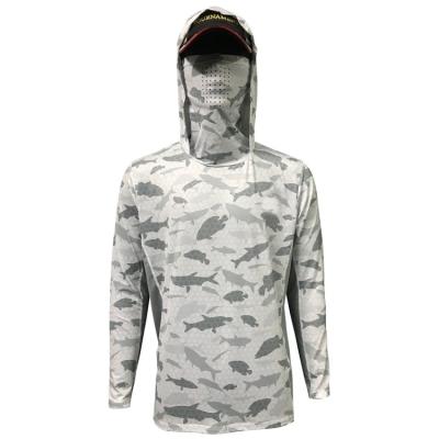 China Antibacterial Mens UPF 50+ Sun Protection Long Sleeve Shirt Fishing Hoodie With Face Mask Tropical Fishing Shirt for sale