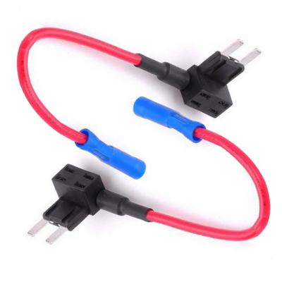 China Red Car Mini Fuse 16 Gauge 140mm Wire Length Mini Add One Circuit Fuse Holder for sale