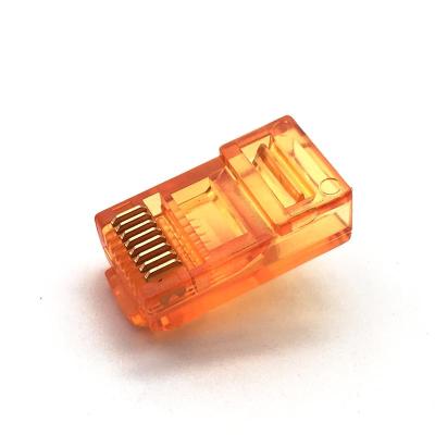 China Orange Telecom Male RJ45 PCB Connector Computer Connector 8p8c Modular Plug For Network Cable Adapter for sale