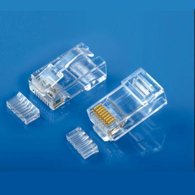 China XL-503 pcb gold plated connector rj45 modular plug 8 pin with bend clips for sale