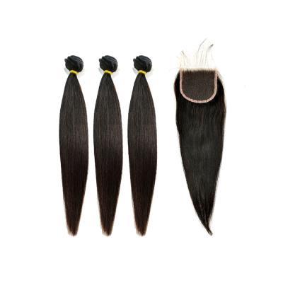 China MLIN Silky Straight Brazilian Hair Bundles With Closure 4x4 5x513x4 13x6 Fronta Cuticle Aligned Straight Hair Bundle Seller for sale