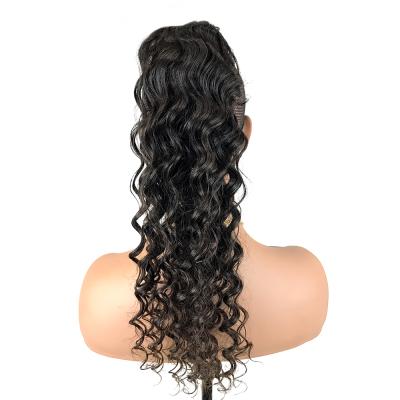 China Factory Price MLIN Brazilian Hair Seller Virgin Hair Net Extension Female Elastic Deep Loose Ponytail Brazilian Hair for sale