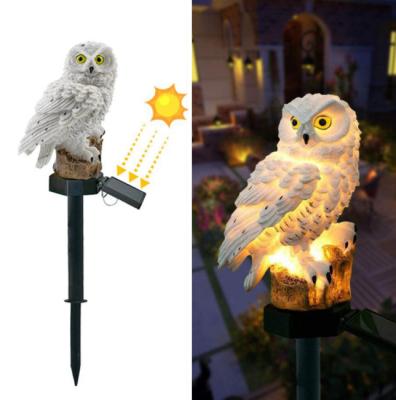 China Europe Resin Stakes Outdoor Decoration Lawn Cute Resin Owl Stake With Solar LED Lights Waterproof White Resin Animal Lawn Stake for sale